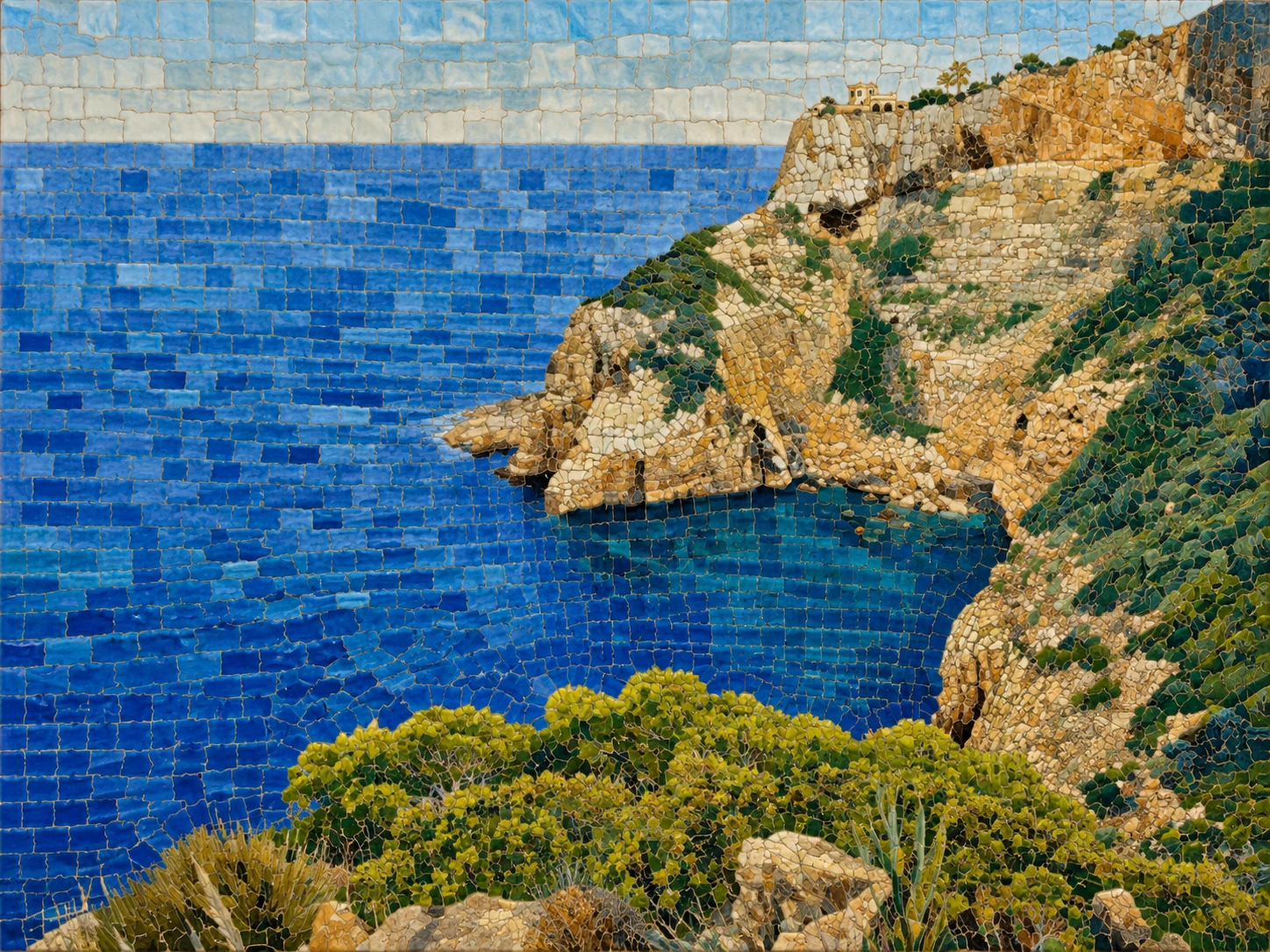 Die Felsküste als mediterranes Keramikmosaik